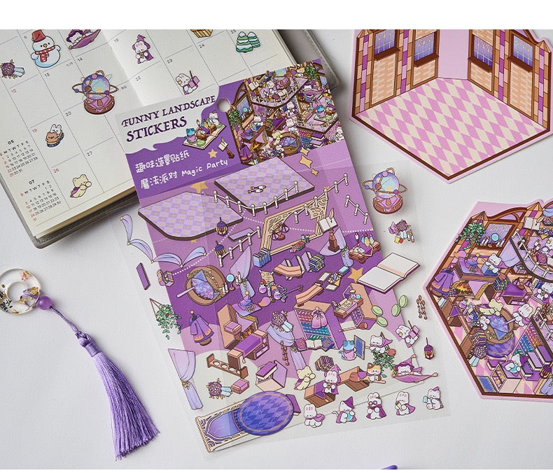 【Magic Party】Little Dream Rooms Series - 3D Scene Stickers