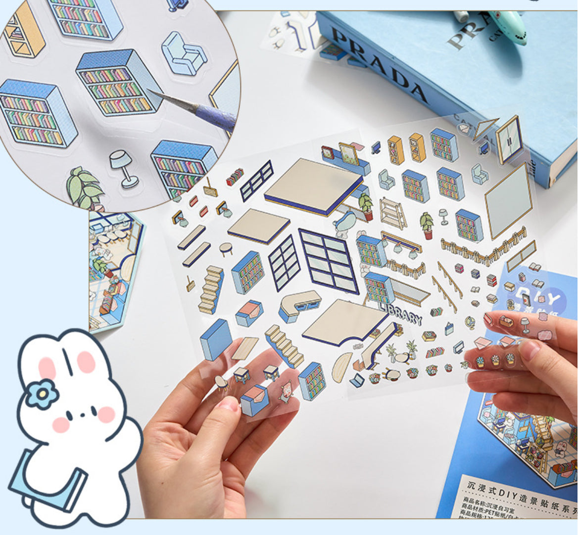 【Study Room】Little Dream Rooms Series - 3D Scene Stickers