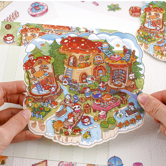 【Mushroom Cottage】Kitten Planet Series - 3D Scene Stickers
